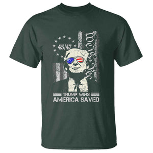 Trump Wins America Saved T Shirt TS09 Dark Forest Green Print Your Wear