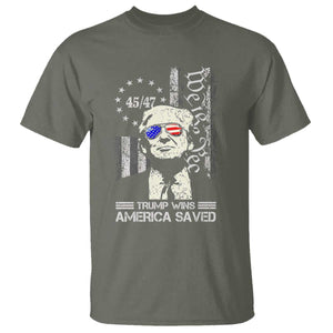 Trump Wins America Saved T Shirt TS09 Military Green Print Your Wear