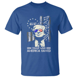 Trump Wins America Saved T Shirt TS09 Royal Blue Print Your Wear