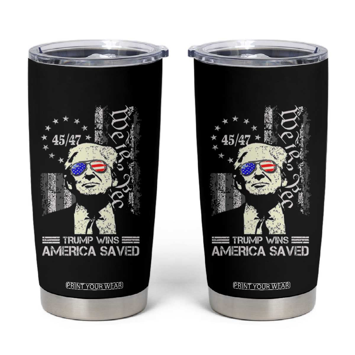 Trump Wins America Saved Tumbler Cup TS09 Black Print Your Wear