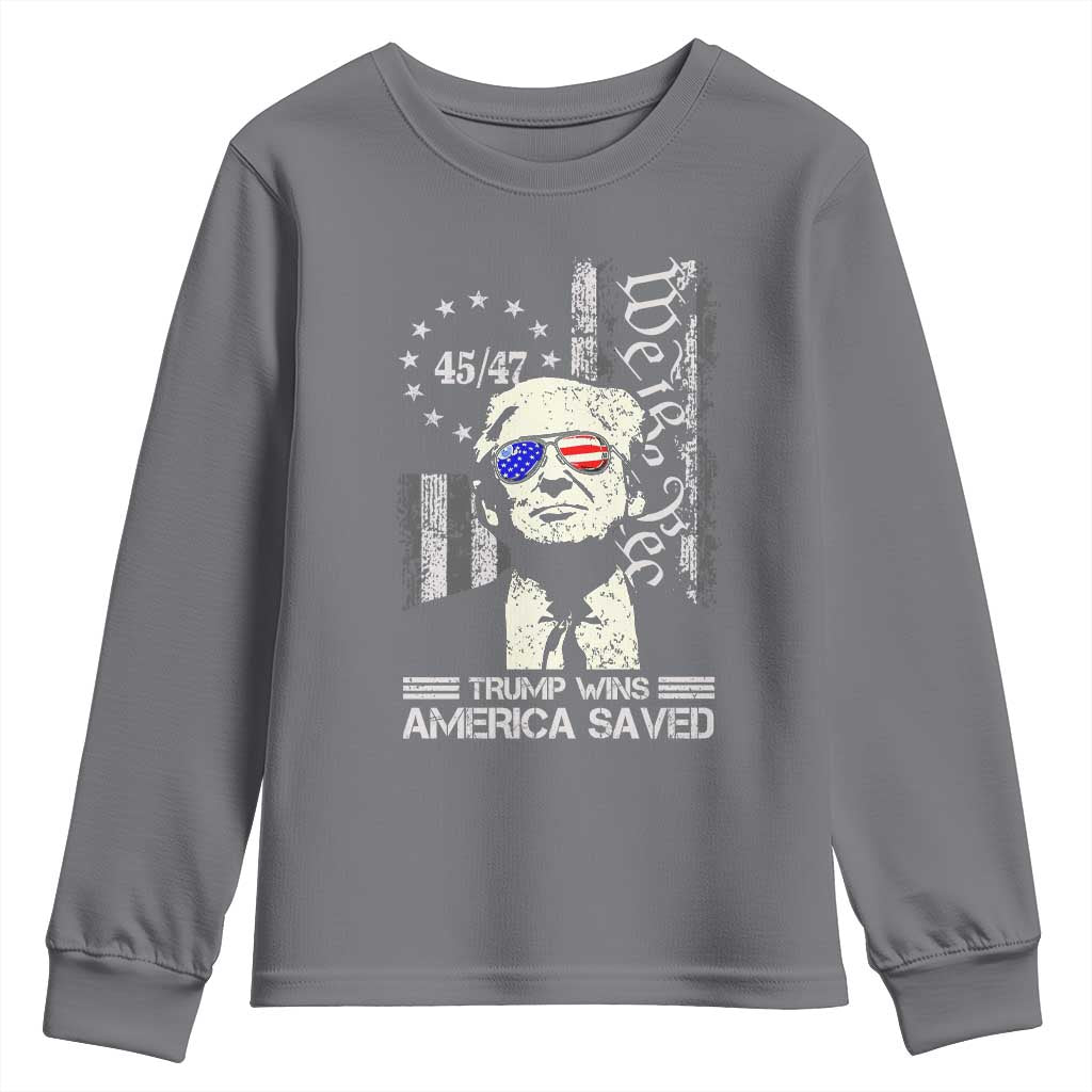 Trump Wins America Saved Youth Sweatshirt TS09 Charcoal Print Your Wear