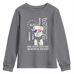 Trump Wins America Saved Youth Sweatshirt TS09 Charcoal Print Your Wear