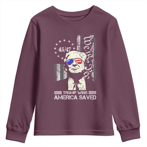 Trump Wins America Saved Youth Sweatshirt TS09 Maroon Print Your Wear