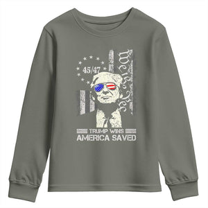 Trump Wins America Saved Youth Sweatshirt TS09 Military Green Print Your Wear