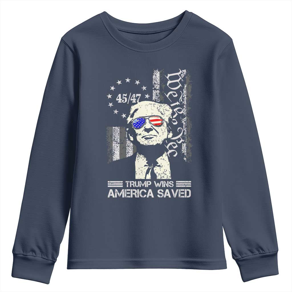Trump Wins America Saved Youth Sweatshirt TS09 Navy Print Your Wear