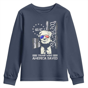Trump Wins America Saved Youth Sweatshirt TS09 Navy Print Your Wear