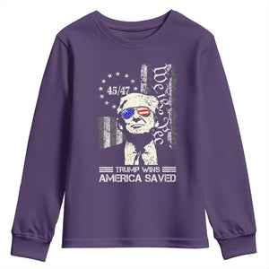 Trump Wins America Saved Youth Sweatshirt TS09 Purple Print Your Wear