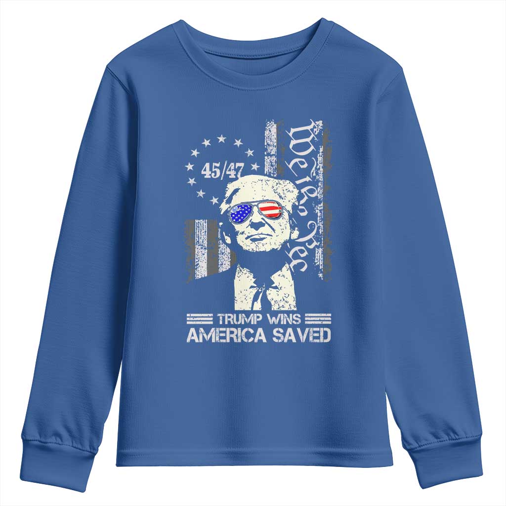 Trump Wins America Saved Youth Sweatshirt TS09 Royal Blue Print Your Wear