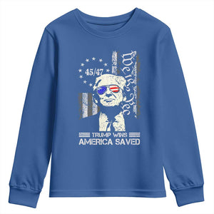 Trump Wins America Saved Youth Sweatshirt TS09 Royal Blue Print Your Wear