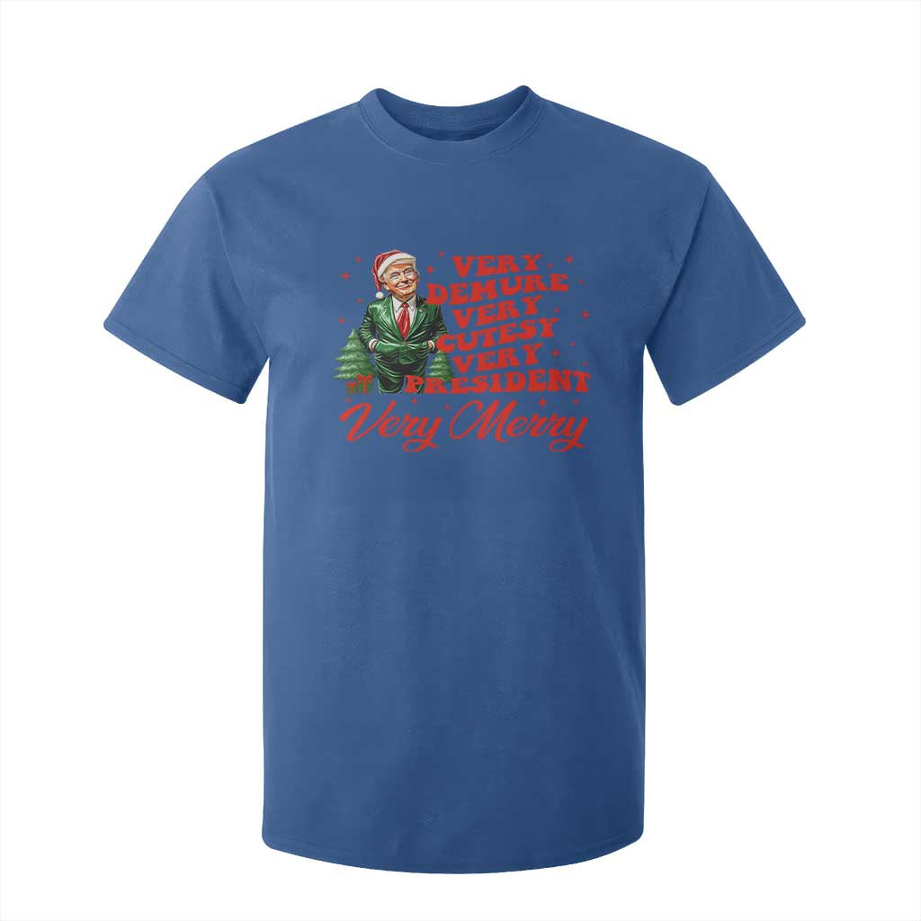 Christmas Trump T Shirt For Kid Very Demure Very Cutesy Very President Very Merry TS09 Royal Blue Print Your Wear