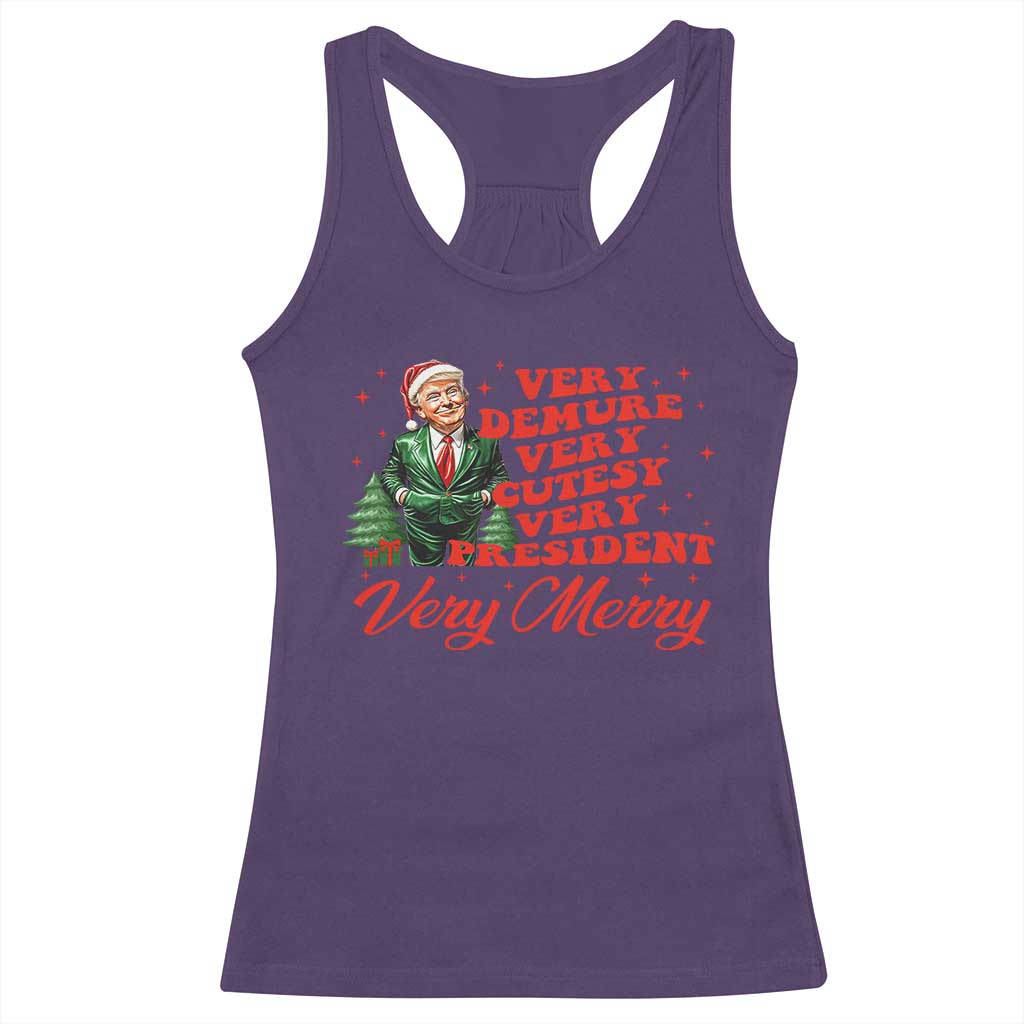 Christmas Trump Racerback Tank Top Very Demure Very Cutesy Very President Very Merry TS09 Purple Print Your Wear