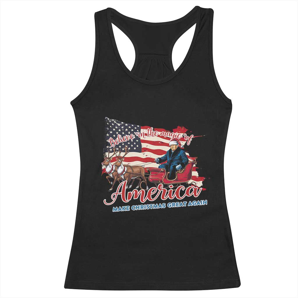 Christmas Trump Racerback Tank Top Believe In The Magic Of America Make Christmas Great Again TS09 Black Print Your Wear