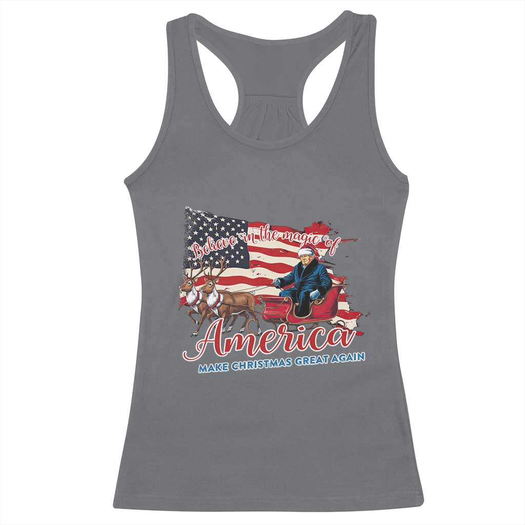 Christmas Trump Racerback Tank Top Believe In The Magic Of America Make Christmas Great Again TS09 Charcoal Print Your Wear