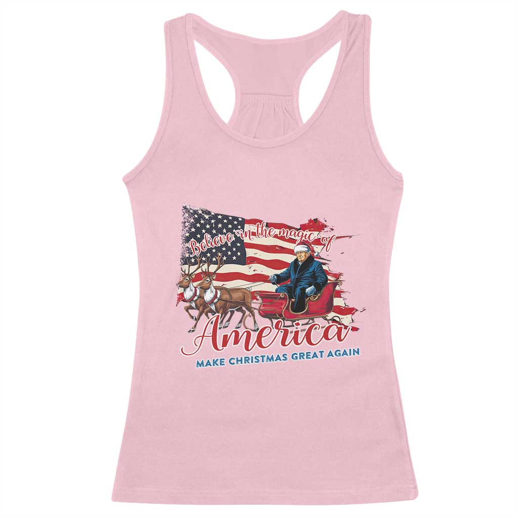 Christmas Trump Racerback Tank Top Believe In The Magic Of America Make Christmas Great Again TS09 Light Pink Print Your Wear
