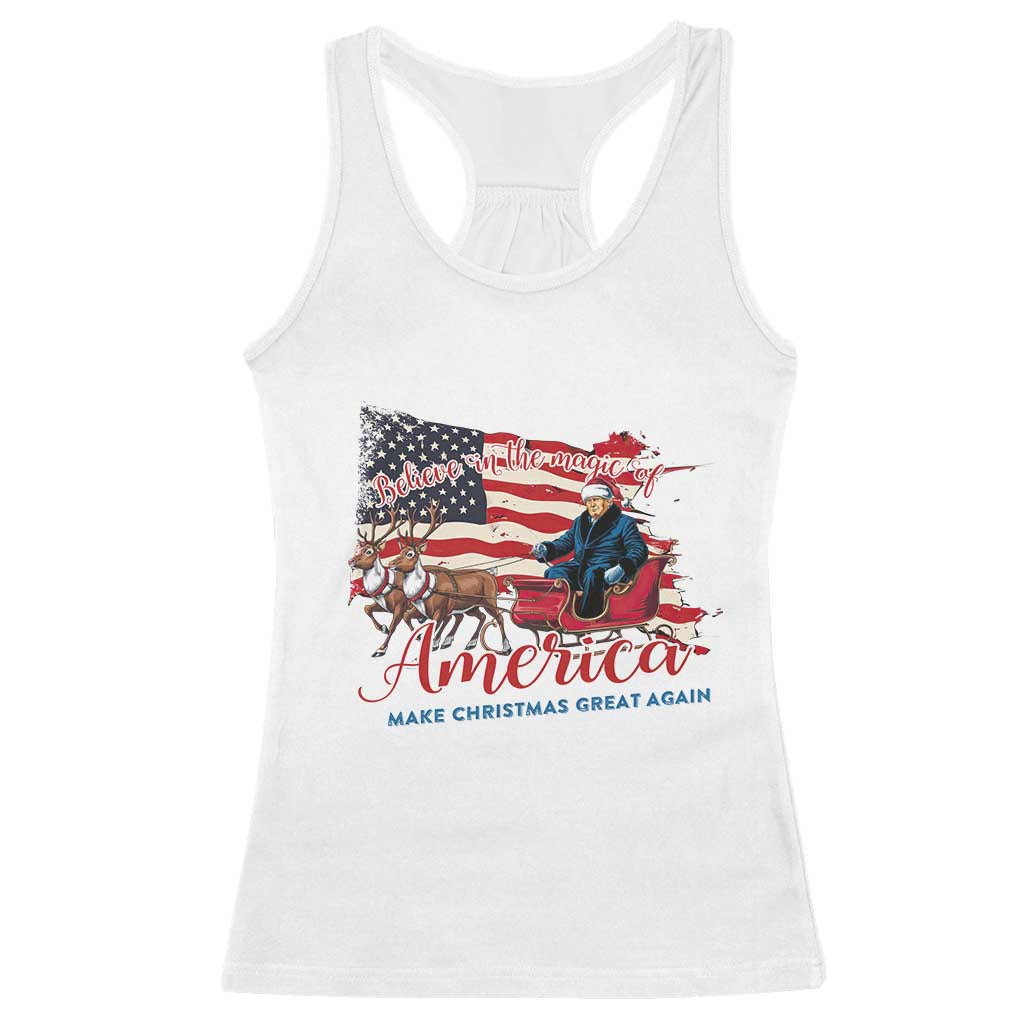 Christmas Trump Racerback Tank Top Believe In The Magic Of America Make Christmas Great Again TS09 White Print Your Wear