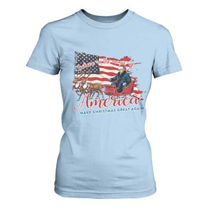 Christmas Trump T Shirt For Women Believe In The Magic Of America Make Christmas Great Again TS09 Light Blue Print Your Wear