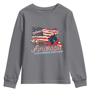 Christmas Trump Youth Sweatshirt Believe In The Magic Of America Make Christmas Great Again TS09 Charcoal Print Your Wear