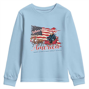 Christmas Trump Youth Sweatshirt Believe In The Magic Of America Make Christmas Great Again TS09 Light Blue Print Your Wear