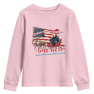 Christmas Trump Youth Sweatshirt Believe In The Magic Of America Make Christmas Great Again TS09 Light Pink Print Your Wear