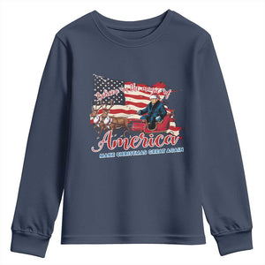 Christmas Trump Youth Sweatshirt Believe In The Magic Of America Make Christmas Great Again TS09 Navy Print Your Wear