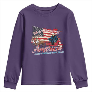 Christmas Trump Youth Sweatshirt Believe In The Magic Of America Make Christmas Great Again TS09 Purple Print Your Wear