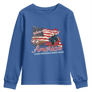 Christmas Trump Youth Sweatshirt Believe In The Magic Of America Make Christmas Great Again TS09 Royal Blue Print Your Wear