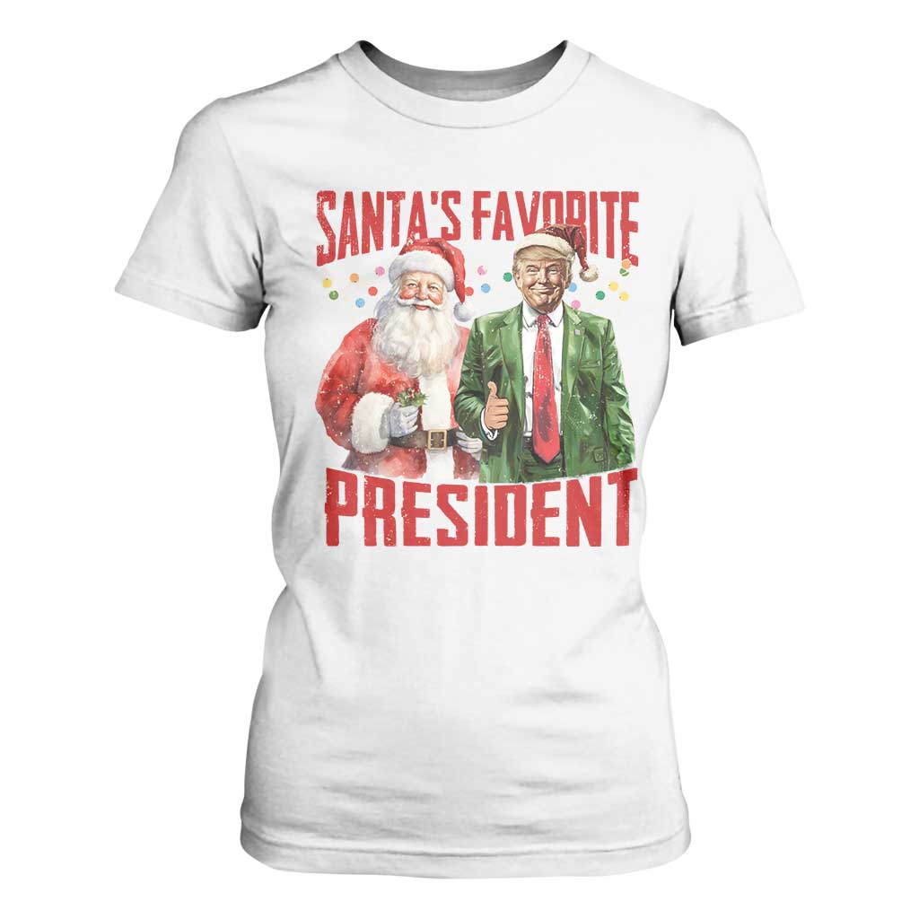 Christmas Trump T Shirt For Women Santa's Favorite President TS09 White Print Your Wear