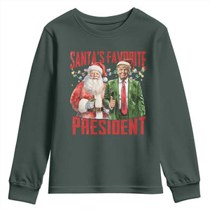 Christmas Trump Youth Sweatshirt Santa's Favorite President TS09 Dark Forest Green Print Your Wear