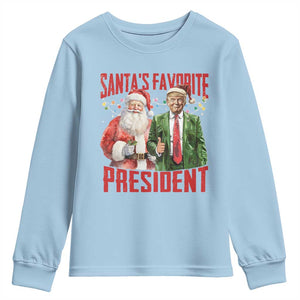 Christmas Trump Youth Sweatshirt Santa's Favorite President TS09 Light Blue Print Your Wear