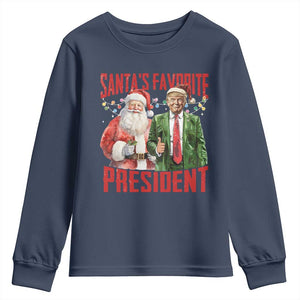 Christmas Trump Youth Sweatshirt Santa's Favorite President TS09 Navy Print Your Wear
