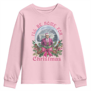 Christmas Trump Youth Sweatshirt I'll Be Home For Christmas Coquette TS09 Light Pink Print Your Wear