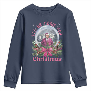 Christmas Trump Youth Sweatshirt I'll Be Home For Christmas Coquette TS09 Navy Print Your Wear