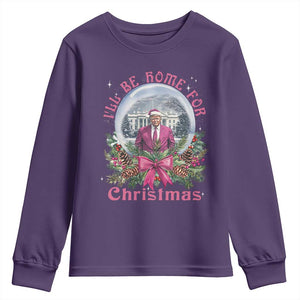 Christmas Trump Youth Sweatshirt I'll Be Home For Christmas Coquette TS09 Purple Print Your Wear