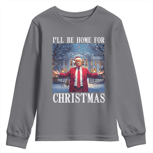 Christmas Trump Youth Sweatshirt I'll Be Home For Christmas TS09 Charcoal Print Your Wear