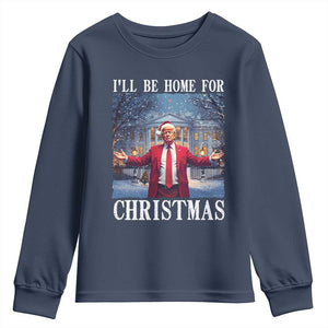 Christmas Trump Youth Sweatshirt I'll Be Home For Christmas TS09 Navy Print Your Wear