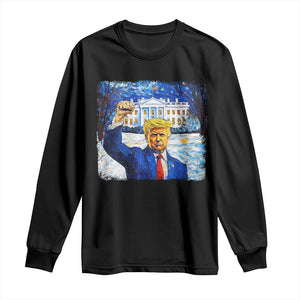 Trump 2024 Long Sleeve Shirt Christmas Starry Night Vincent Van Gogh TS09 Black Print Your Wear