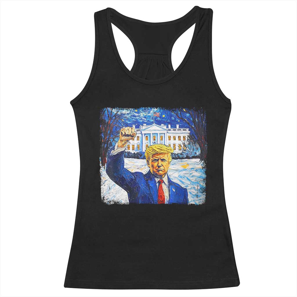 Trump 2024 Racerback Tank Top Christmas Starry Night Vincent Van Gogh TS09 Black Print Your Wear