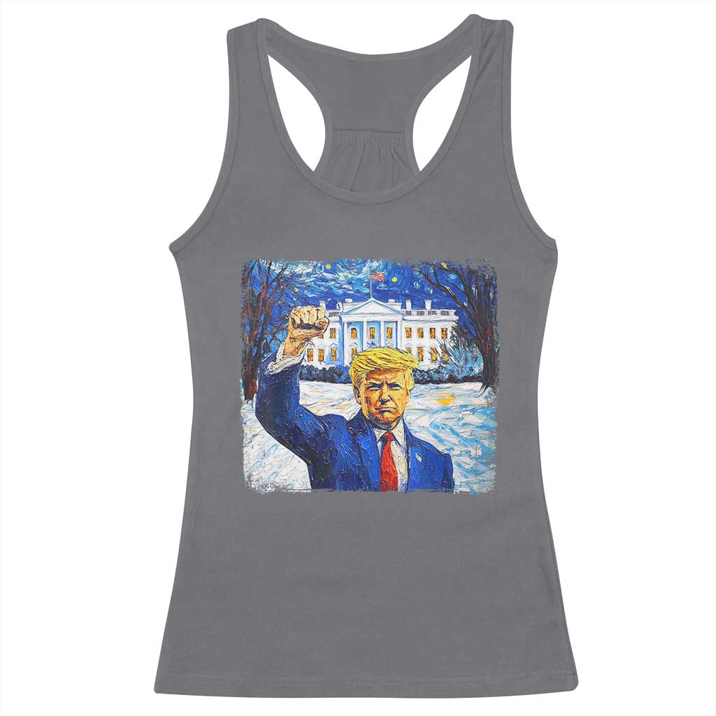 Trump 2024 Racerback Tank Top Christmas Starry Night Vincent Van Gogh TS09 Charcoal Print Your Wear