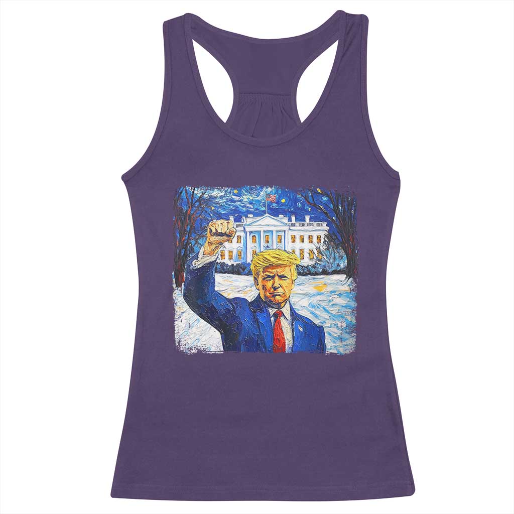 Trump 2024 Racerback Tank Top Christmas Starry Night Vincent Van Gogh TS09 Purple Print Your Wear