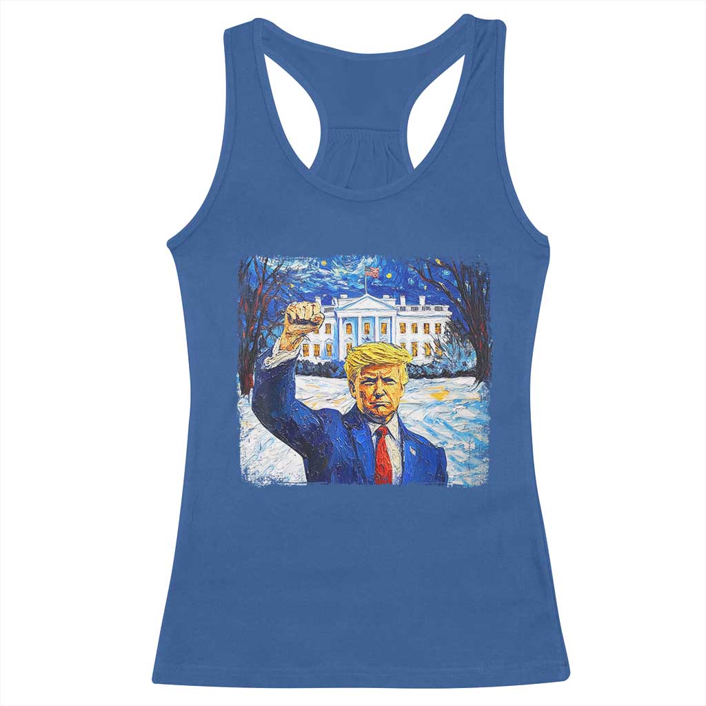Trump 2024 Racerback Tank Top Christmas Starry Night Vincent Van Gogh TS09 Royal Blue Print Your Wear