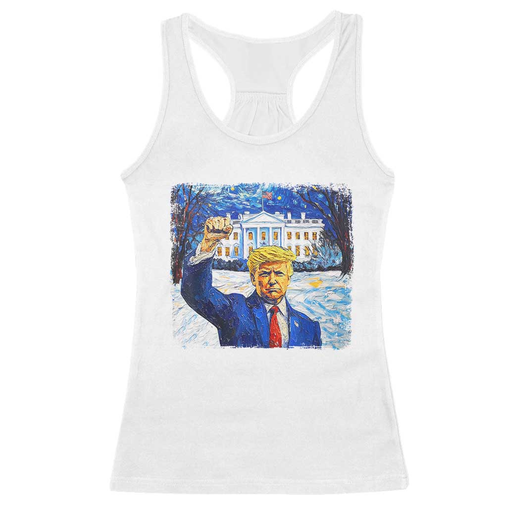 Trump 2024 Racerback Tank Top Christmas Starry Night Vincent Van Gogh TS09 White Print Your Wear