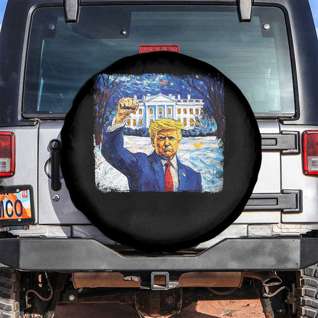 Trump 2024 Spare Tire Cover Christmas Starry Night Vincent Van Gogh TS09 No hole Black Print Your Wear