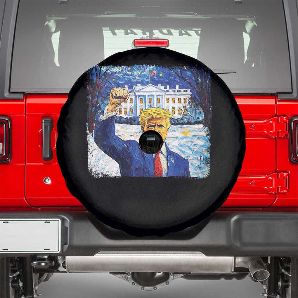 Trump 2024 Spare Tire Cover Christmas Starry Night Vincent Van Gogh TS09 Black Print Your Wear