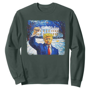 Trump 2024 Sweatshirt Christmas Starry Night Vincent Van Gogh TS09 Dark Forest Green Print Your Wear
