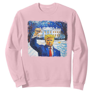 Trump 2024 Sweatshirt Christmas Starry Night Vincent Van Gogh TS09 Light Pink Print Your Wear