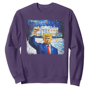 Trump 2024 Sweatshirt Christmas Starry Night Vincent Van Gogh TS09 Purple Print Your Wear