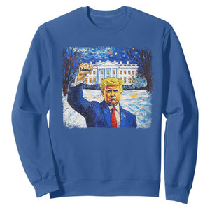 Trump 2024 Sweatshirt Christmas Starry Night Vincent Van Gogh TS09 Royal Blue Print Your Wear