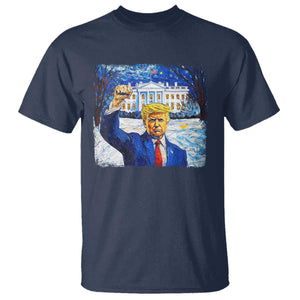 Trump 2024 T Shirt Christmas Starry Night Vincent Van Gogh TS09 Navy Print Your Wear