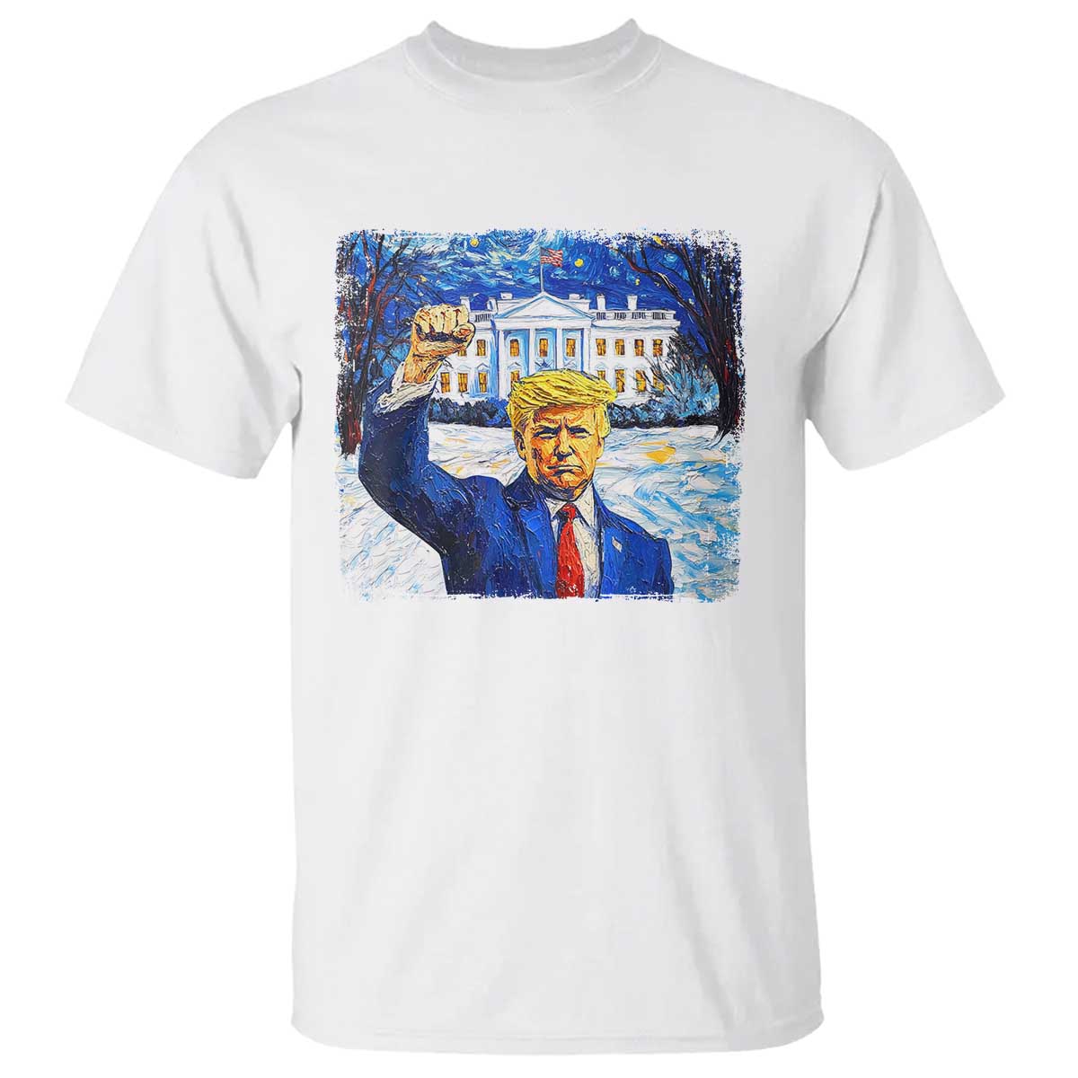 Trump 2024 T Shirt Christmas Starry Night Vincent Van Gogh TS09 White Print Your Wear