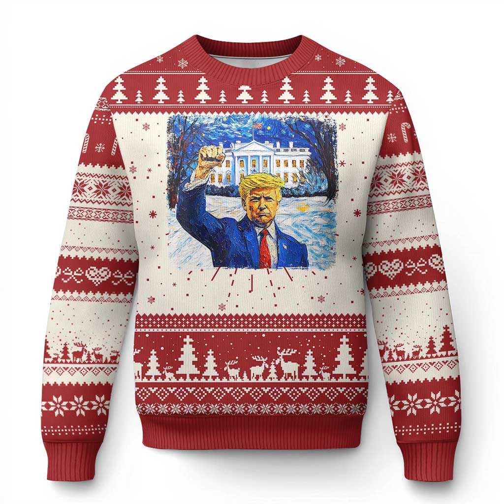 Trump 2024 Ugly Christmas Sweater Christmas Starry Night Vincent Van Gogh TS09 Red Print Your Wear